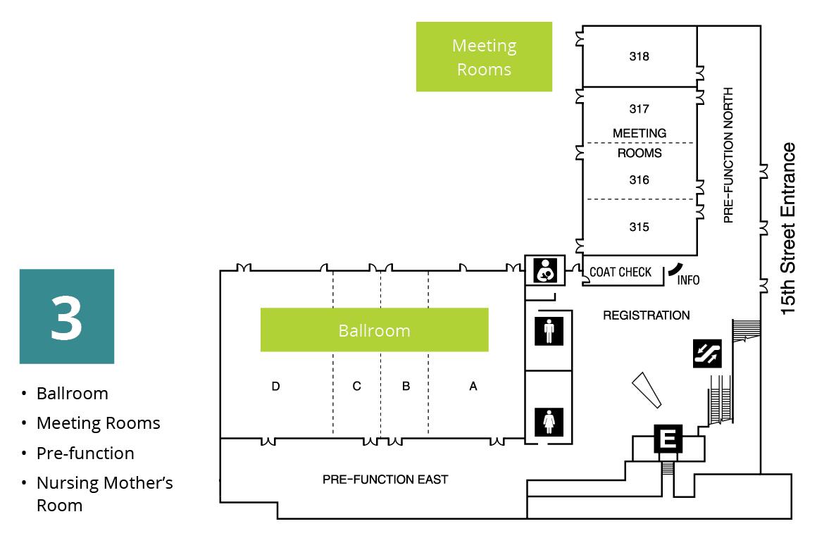 Diagram of the third floor ballroom at Tacoma Convention Center